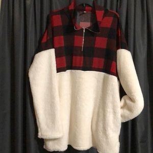 New!! Buffalo Plaid AND Sherpa pullover!!